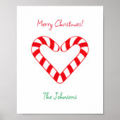 Moderne minimalistische kerst hart snoep riet poster (Voorkant)