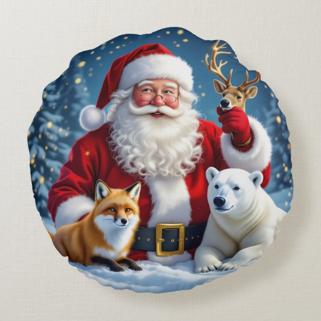 Moderne Minimalistische Kerst Ronde Kussen (Achterkant)