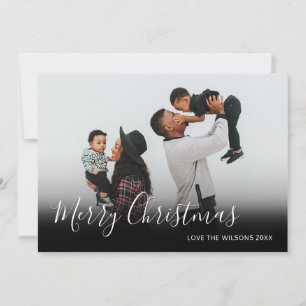 Moderne Minimalistische Kerst Script Familie Foto Feestdagenkaart