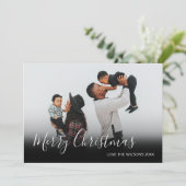 Moderne Minimalistische Kerst Scriptie Familie Fot Feestdagenkaart (Staand voorkant)