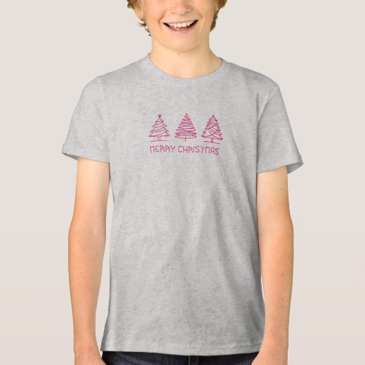 Moderne minimalistische kerstbomen Tri-Blend shirt (Voorkant)