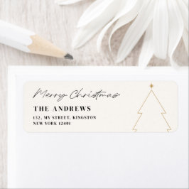 Moderne minimalistische kerstboom fotocollage etiket