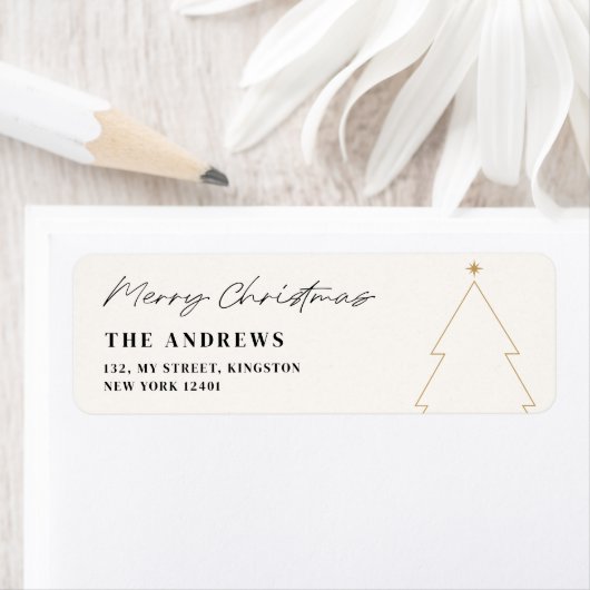 Moderne minimalistische kerstboom fotocollage etiket (Insitu)