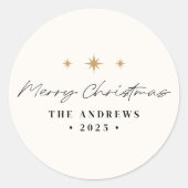 Moderne minimalistische kerstboom fotocollage ronde sticker (Voorkant)