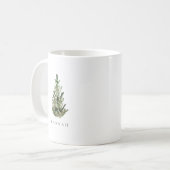 Moderne minimalistische kerstboom gepersonaliseerd koffiemok (Voorkant links)