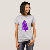Moderne minimalistische kerstboom in Paarse sterre T-shirt (Voorkant volledig)