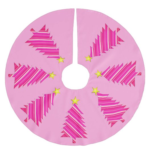 Moderne minimalistische kerstboom in roze strepen kerstboom rok (Voorkant)