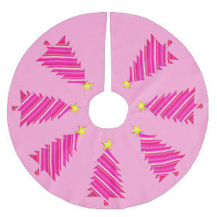 Moderne minimalistische kerstboom in roze strepen rok