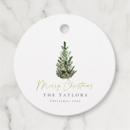 Moderne minimalistische kerstboom met Waterverf Bedankjes Labels