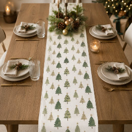 Moderne Minimalistische Kerstboom Patroon Medium Tafelloper