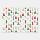 Moderne minimalistische kerstboom, rood groen inpakpapier vel (Voorkant)