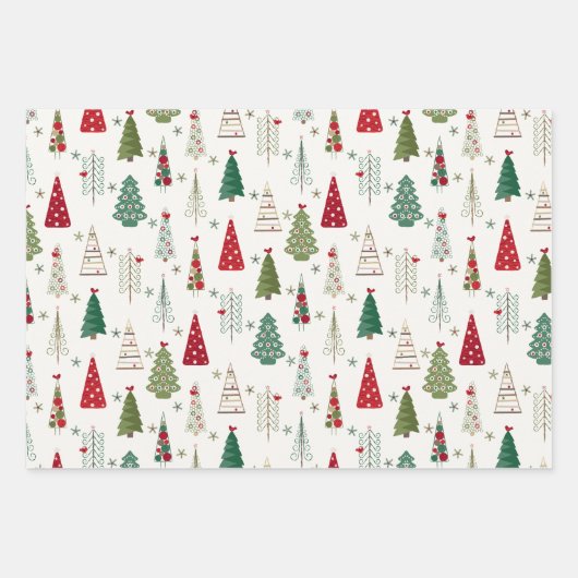 Moderne minimalistische kerstboom, rood groen inpakpapier vel (Voorkant)