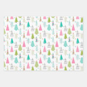 Moderne minimalistische kerstboom Roze Blauwgroen Inpakpapier Vel (Voorkant)