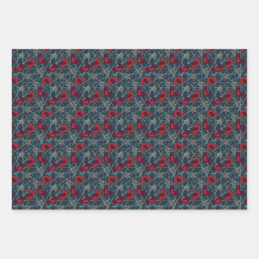 Moderne minimalistische kerstboomset Blauw Rood Inpakpapier Vel (Voorkant 2)