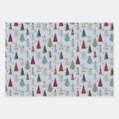 Moderne minimalistische kerstboomset Blauw Rood Inpakpapier Vel (Voorkant)