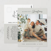 Moderne, minimalistische kerstfamilie Foto Briefkaart (Voorkant / Achterkant)