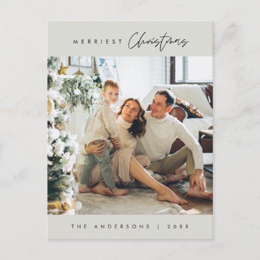 Moderne, minimalistische kerstfamilie Foto Briefkaart (Voorkant)