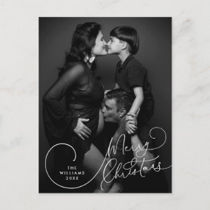 Moderne, minimalistische kerstfamilie foto briefkaart