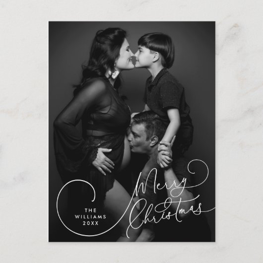 Moderne, minimalistische kerstfamilie foto briefkaart (Voorkant)
