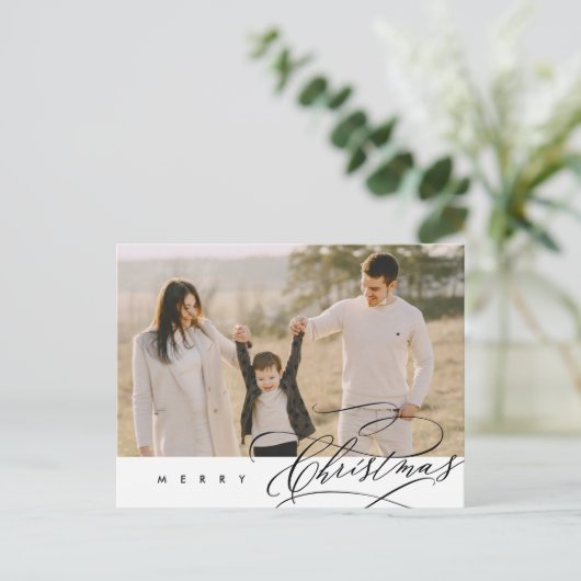 Moderne, minimalistische kerstfamilie foto briefkaart (Staand voorkant)