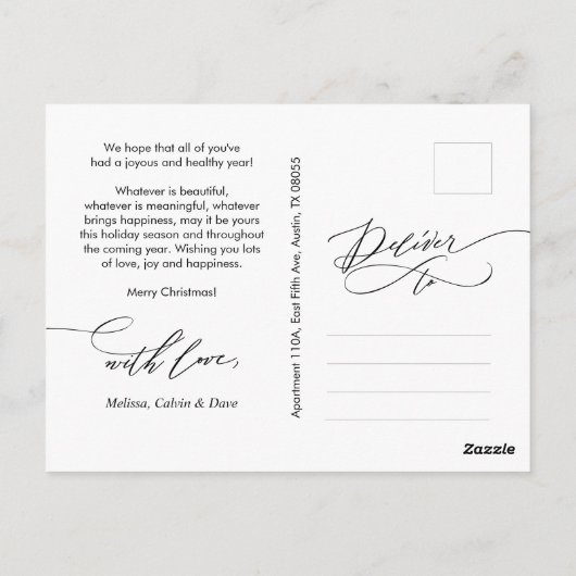 Moderne, minimalistische kerstfamilie foto briefkaart (Achterkant)