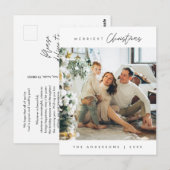 Moderne, minimalistische kerstfamilie Foto Briefkaart (Voorkant / Achterkant)