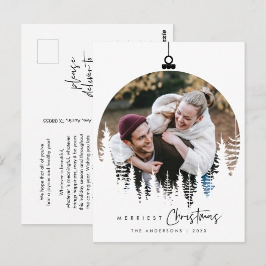 Moderne, minimalistische kerstfamilie Foto Briefkaart (Voorkant / Achterkant)