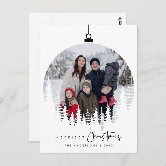 Moderne, minimalistische kerstfamilie Foto Briefkaart (Voorkant / Achterkant)