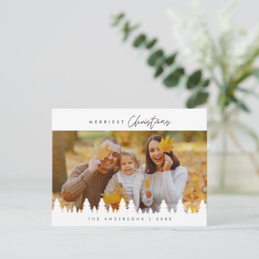 Moderne, minimalistische kerstfamilie Foto Briefkaart (Staand voorkant)