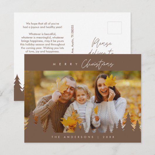 Moderne, minimalistische kerstfamilie Foto Briefkaart (Voorkant / Achterkant)