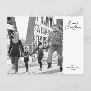 Moderne minimalistische kerstfamilie foto foto fot briefkaart