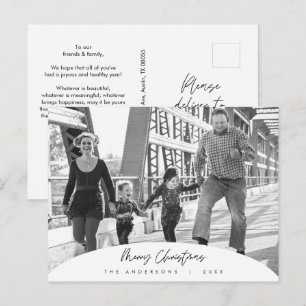 Moderne minimalistische kerstfamilie foto foto fot briefkaart