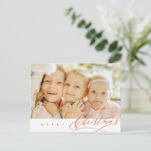 Moderne minimalistische kerstfamilie foto foto fot briefkaart (Staand voorkant)