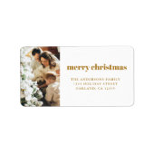 Moderne minimalistische kerstfamilie foto goud etiket (Voorkant)