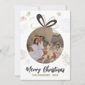 Moderne minimalistische kerstfamilie vier foto's feestdagenkaart (Voorkant)