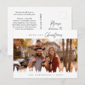 Moderne minimalistische kerstfamiliefase briefkaart (Voorkant / Achterkant)