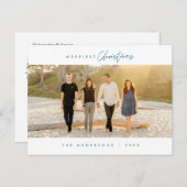 Moderne minimalistische kerstfamiliefase briefkaart (Voorkant / Achterkant)