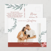 Moderne minimalistische kerstfamiliefase briefkaart (Voorkant / Achterkant)