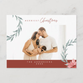 Moderne minimalistische kerstfamiliefase briefkaart