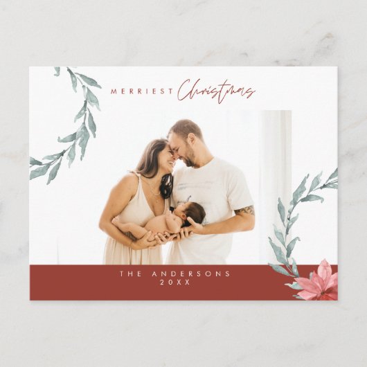 Moderne minimalistische kerstfamiliefase briefkaart (Voorkant)