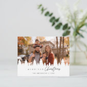 Moderne minimalistische kerstfamiliefase briefkaart (Staand voorkant)