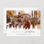 Moderne minimalistische kerstfamiliefase briefkaart (Voorkant / Achterkant)