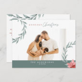 Moderne minimalistische kerstfamiliefase briefkaart (Voorkant / Achterkant)