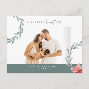 Moderne minimalistische kerstfamiliefase briefkaart