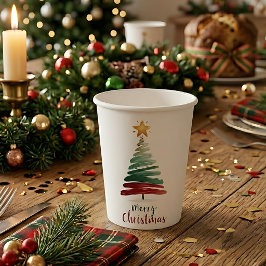 Moderne Minimalistische Kerstfeestbeker Papieren Bekers