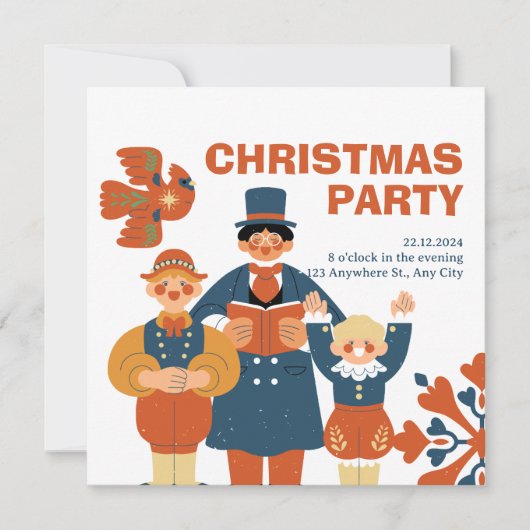 Moderne minimalistische kerstfeestuitnodiging kaart (Voorkant)