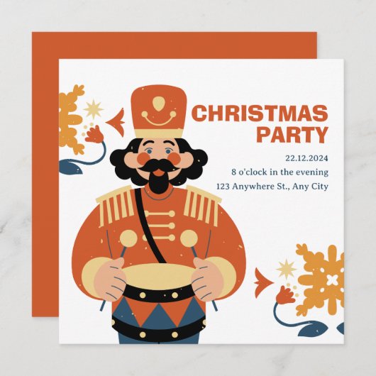 Moderne minimalistische kerstfeestuitnodiging kaart (Voorkant / Achterkant)