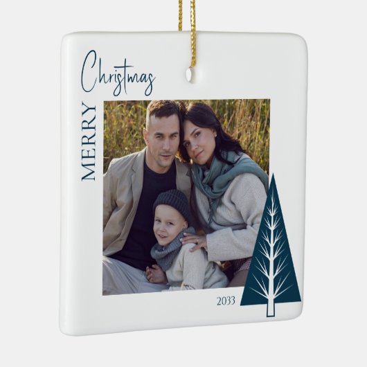 Moderne minimalistische Kerstfoto Kerstmis Keepsak Keramisch Ornament (Rechts)