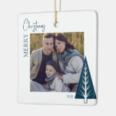 Moderne minimalistische Kerstfoto Kerstmis Keepsak Keramisch Ornament (Links)