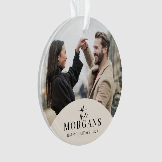 Moderne minimalistische kerstfoto ornament (voorkant)